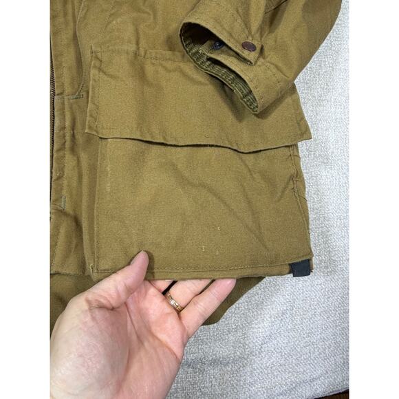 Vintage Duxbak Men Small Tan Aerocloth Zip Front Long Sleeve Hunting Jacket Gear - Picture 9 of 11